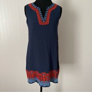 THML Anthropologie sleeveless‎ V neck shift dress medium embroidered lightweight